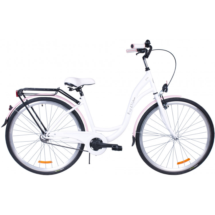 Mestský bicykel 28 Fuzlu City S-1 bielo ružová